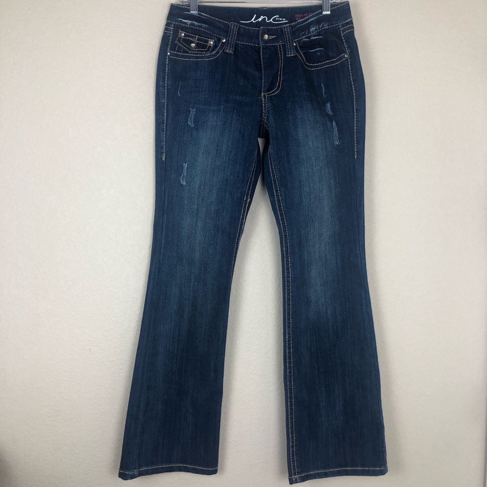 INC rhinestone boot cut jeans